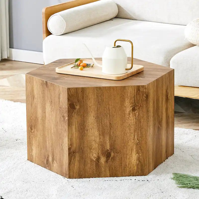Table basse hexagonale, table basse texturée avec tapis de pied antidérapant, table d'appoint de salon pour petit espace