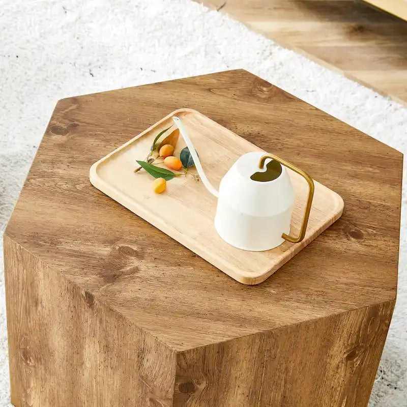 Table basse hexagonale, table basse texturée avec tapis de pied antidérapant, table d'appoint de salon pour petit espace