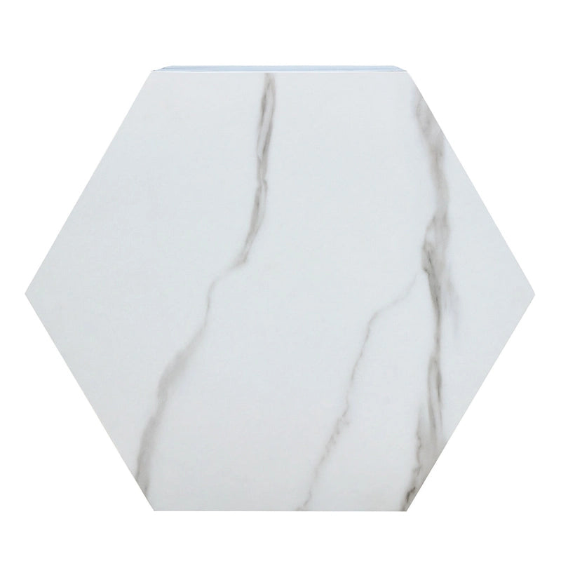 Table basse hexagonale, table basse texturée avec tapis de pied antidérapant, table d'appoint de salon pour petit espace
