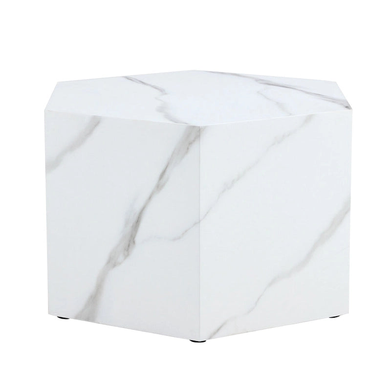 Table basse hexagonale, table basse texturée avec tapis de pied antidérapant, table d'appoint de salon pour petit espace