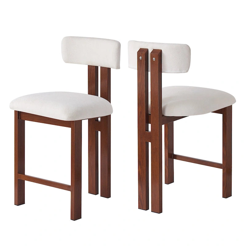 Tabourets de comptoir rembourrés ronds de 26,5 po, ensemble de 2 chaises de bar à dossier bas avec cadre en métal noir