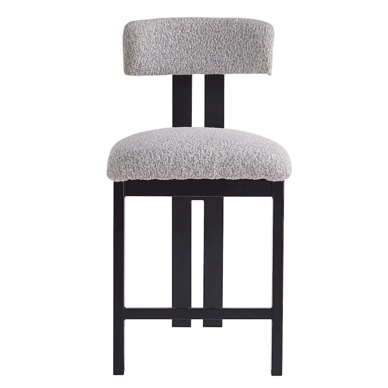 Tabourets de comptoir rembourrés ronds de 26,5 po, ensemble de 2 chaises de bar à dossier bas avec cadre en métal noir
