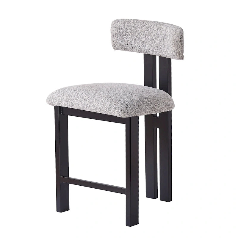 Tabourets de comptoir rembourrés ronds de 26,5 po, ensemble de 2 chaises de bar à dossier bas avec cadre en métal noir