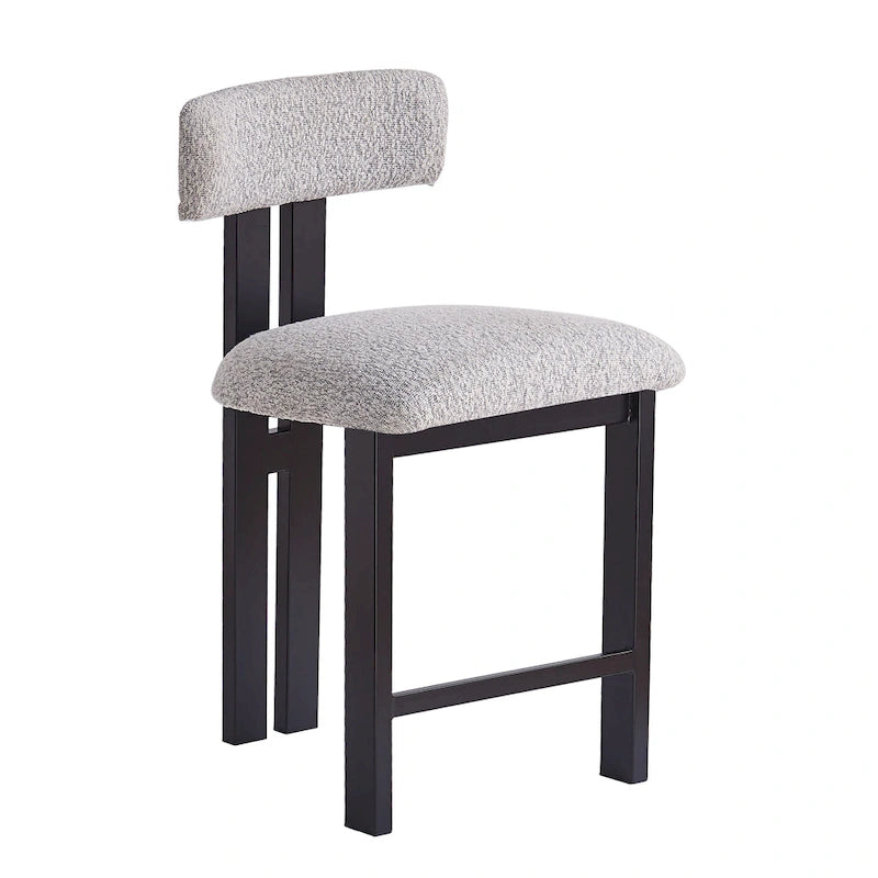 Tabourets de comptoir rembourrés ronds de 26,5 po, ensemble de 2 chaises de bar à dossier bas avec cadre en métal noir