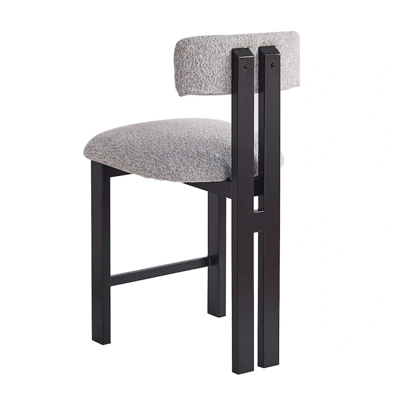 Tabourets de comptoir rembourrés ronds de 26,5 po, ensemble de 2 chaises de bar à dossier bas avec cadre en métal noir