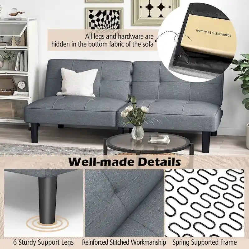 Canapé-lit futon convertible pliable avec 6 positions réglables - Voir les détails