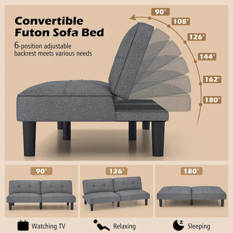 Canapé-lit futon convertible pliable avec 6 positions réglables - Voir les détails
