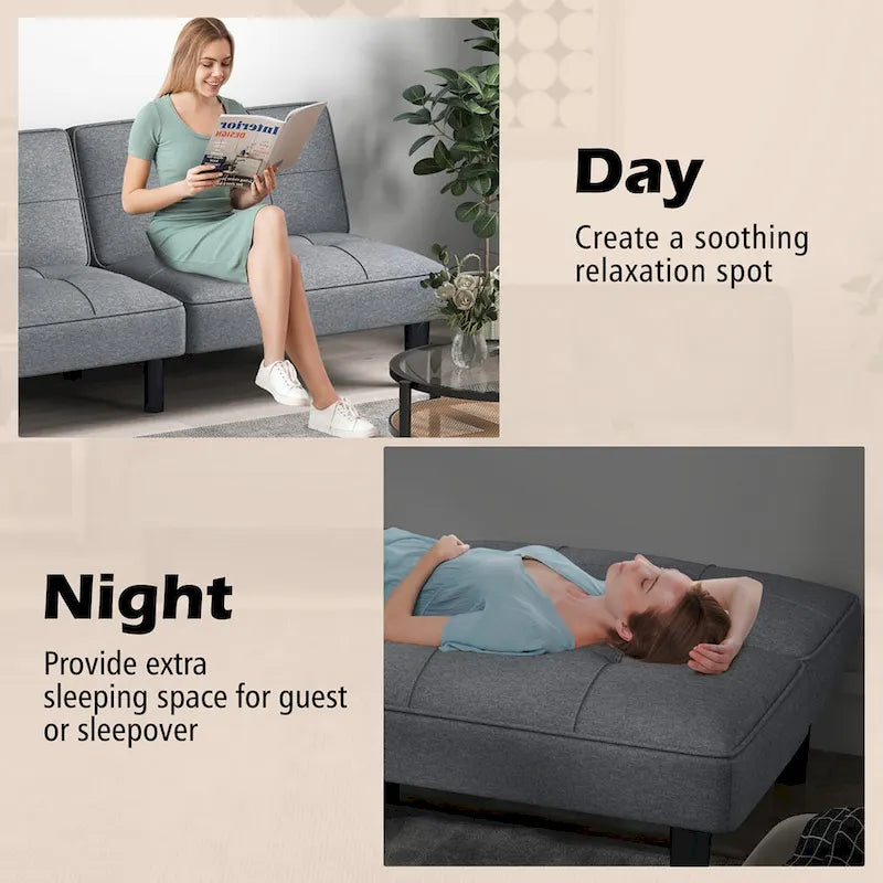 Canapé-lit futon convertible pliable avec 6 positions réglables - Voir les détails