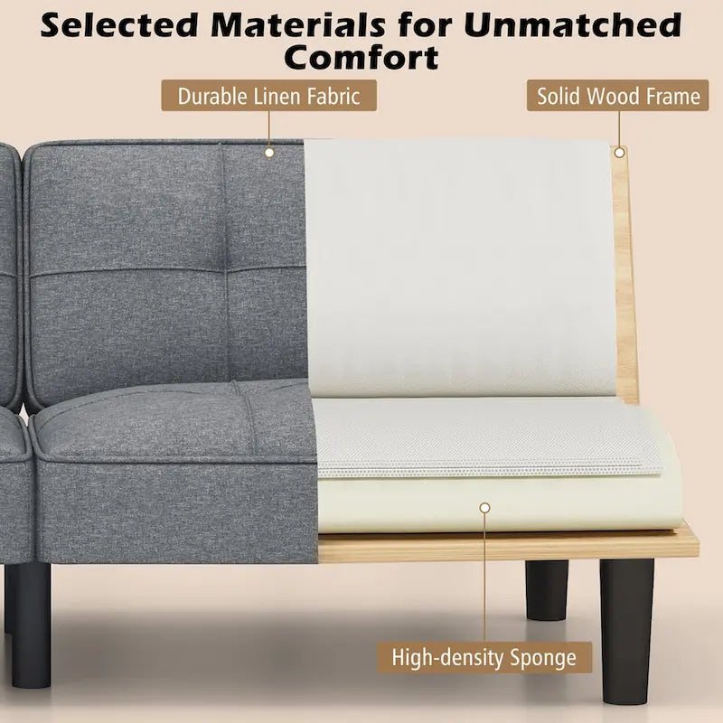 Canapé-lit futon convertible pliable avec 6 positions réglables - Voir les détails