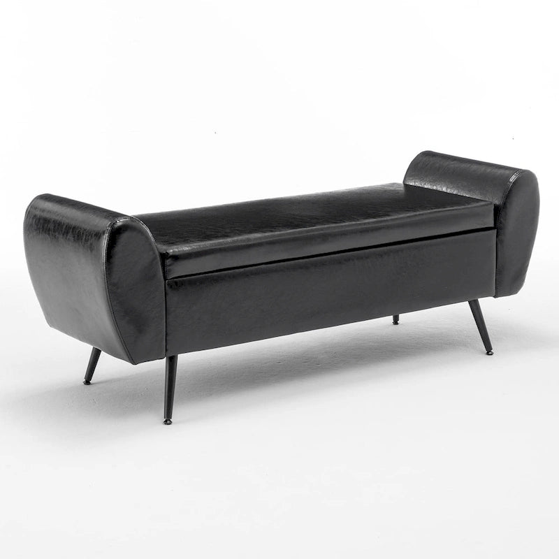 Banc de rangement capitonné 56W avec couvercle rabattable et accoudoirs