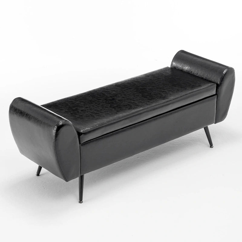 Banc de rangement capitonné 56W avec couvercle rabattable et accoudoirs