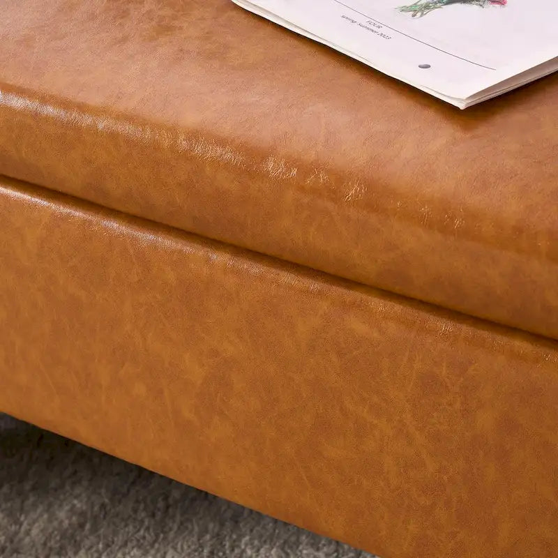 Banc de rangement capitonné 56W avec couvercle rabattable et accoudoirs