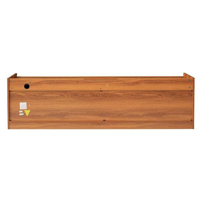 Meuble TV moderne avec tiroirs et ports de charge intégrés et éclairage LED d'ambiance