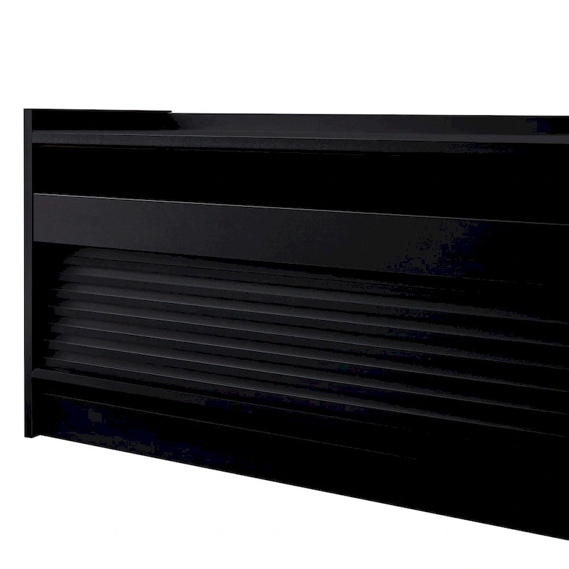Meuble TV moderne avec tiroirs et ports de charge intégrés et éclairage LED d'ambiance