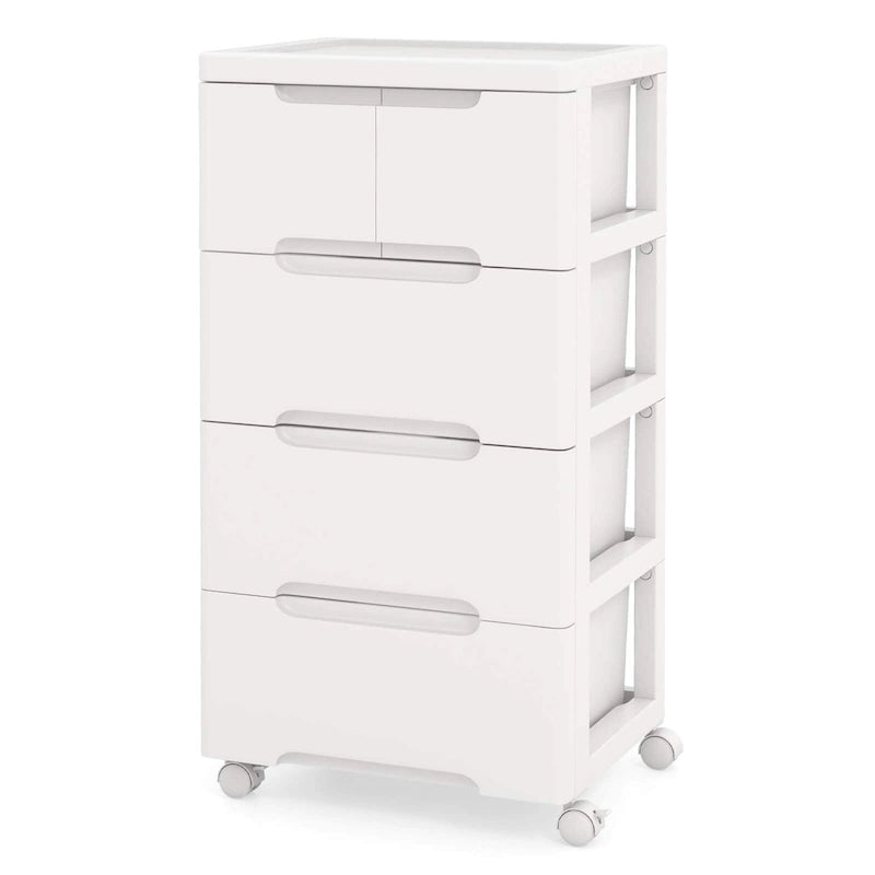 1 CHARIOT DE RANGEMENT ROULANT EN PLASTIQUE À 5 TIROIRS AVEC 4 ROUES UNIVERSELLES - Voir les détails