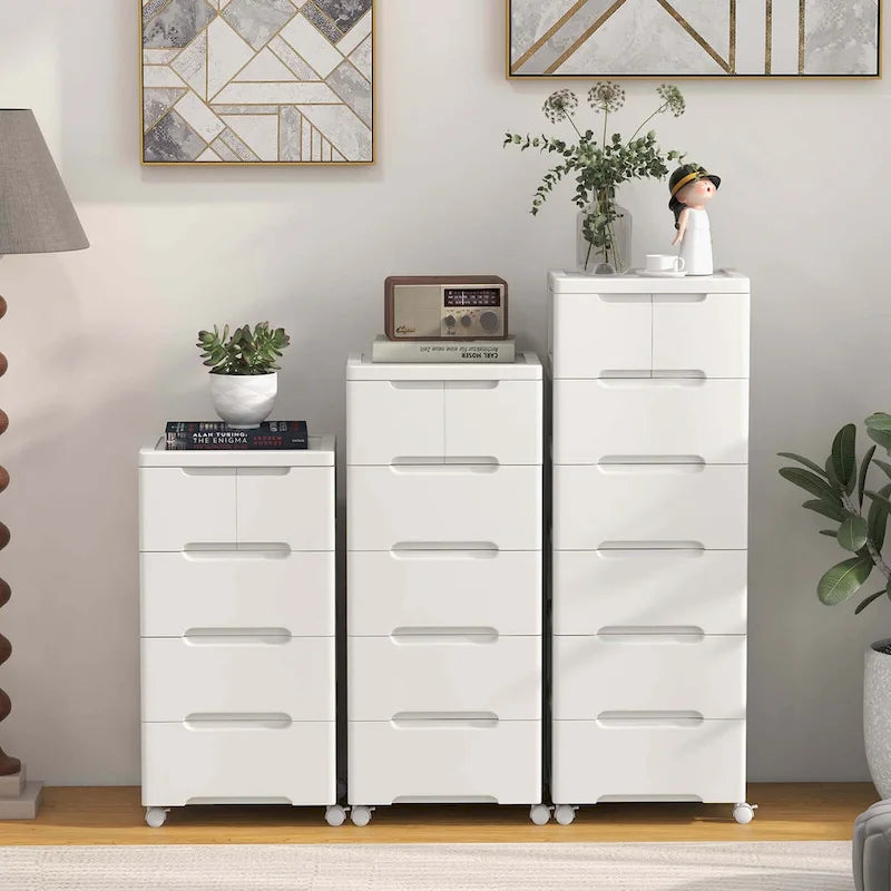 1 CHARIOT DE RANGEMENT ROULANT EN PLASTIQUE À 5 TIROIRS AVEC 4 ROUES UNIVERSELLES - Voir les détails