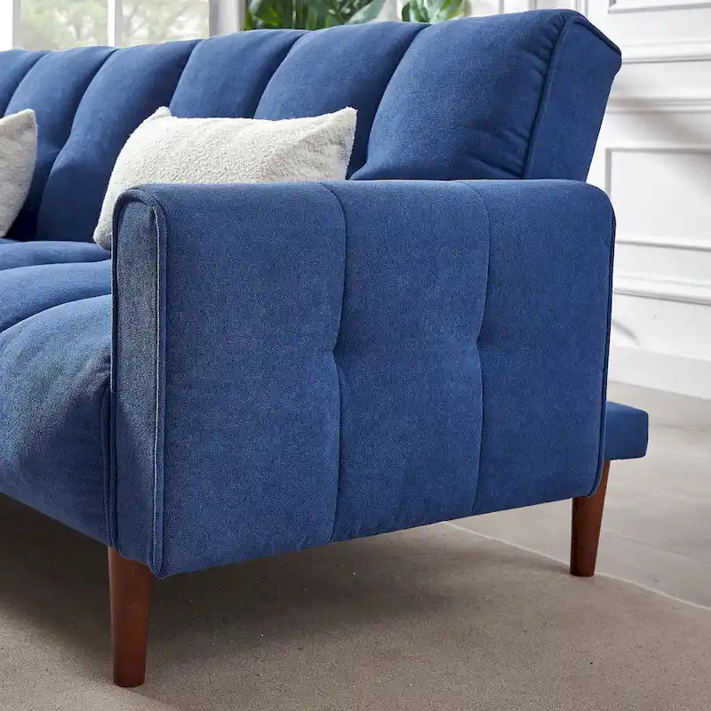 Canapé convertible futon avec positions réglables et pieds en bois