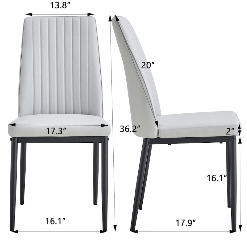 Lot de 4 chaises de salle à manger, assise rembourrée confortable avec pieds en métal, dossier incurvé