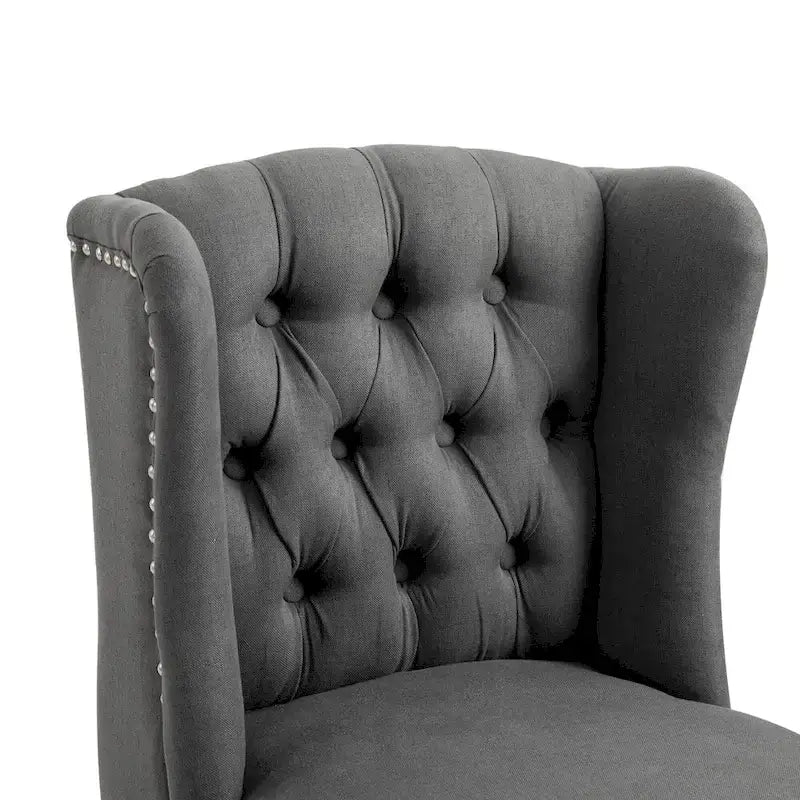 Tabourets de bar à hauteur de comptoir 2 pièces, tabourets de cuisine pour petit-déjeuner avec garniture cloutée et dossier touffeté, pieds en bois massif