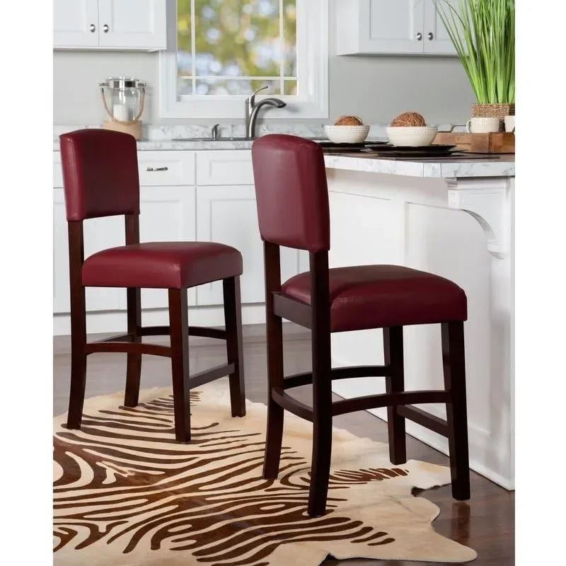 Tabouret de comptoir fixe, vinyle rouge foncé - S.O.