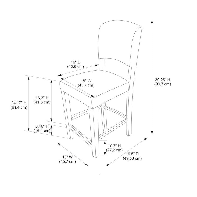 Tabouret de comptoir fixe, vinyle rouge foncé - S.O.