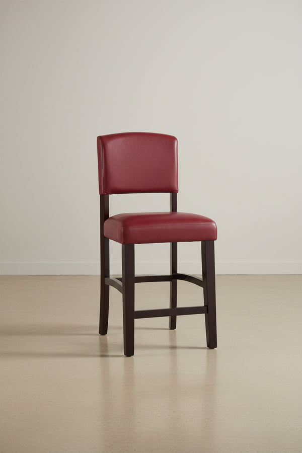 Tabouret de comptoir fixe, vinyle rouge foncé - S.O.