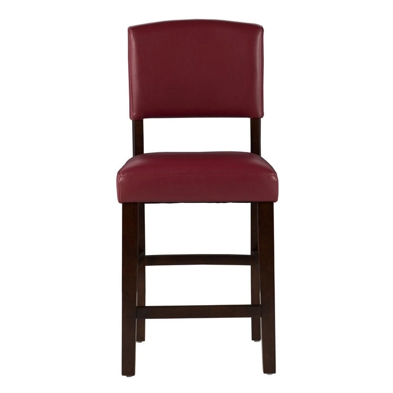 Tabouret de comptoir fixe, vinyle rouge foncé - S.O.