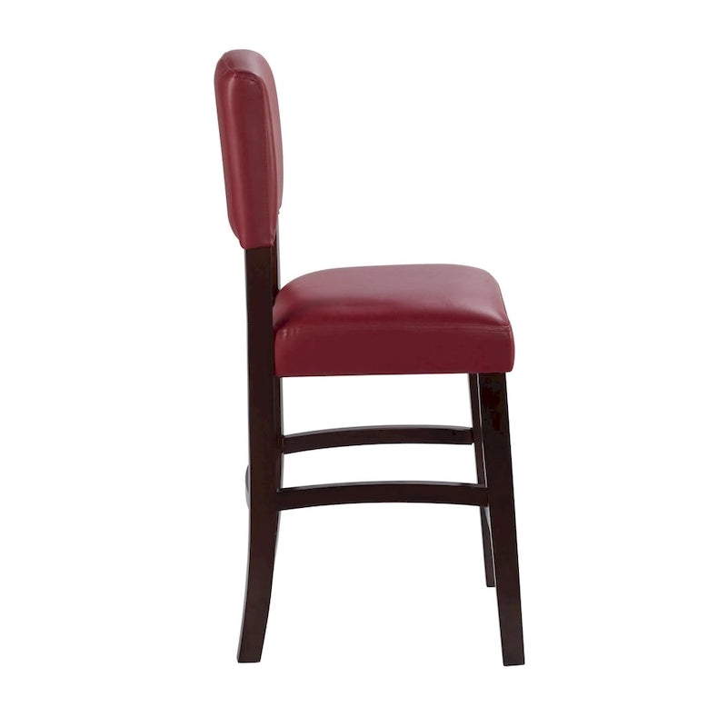 Tabouret de comptoir fixe, vinyle rouge foncé - S.O.