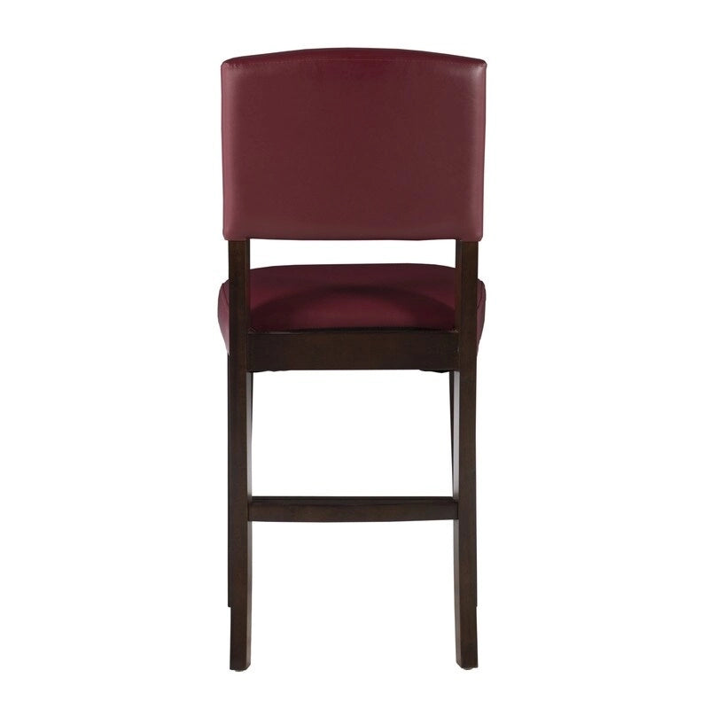 Tabouret de comptoir fixe, vinyle rouge foncé - S.O.
