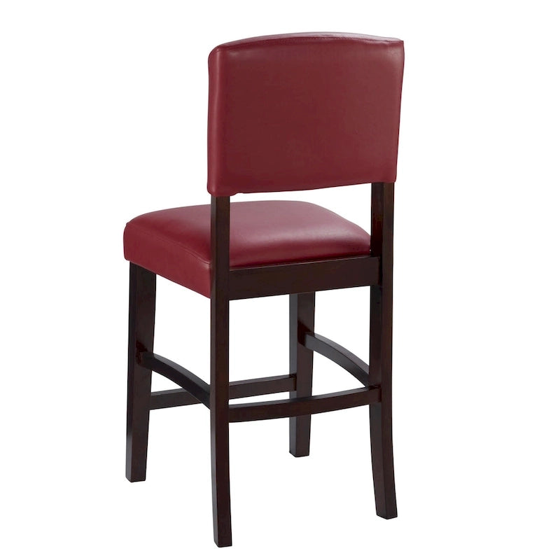 Tabouret de comptoir fixe, vinyle rouge foncé - S.O.