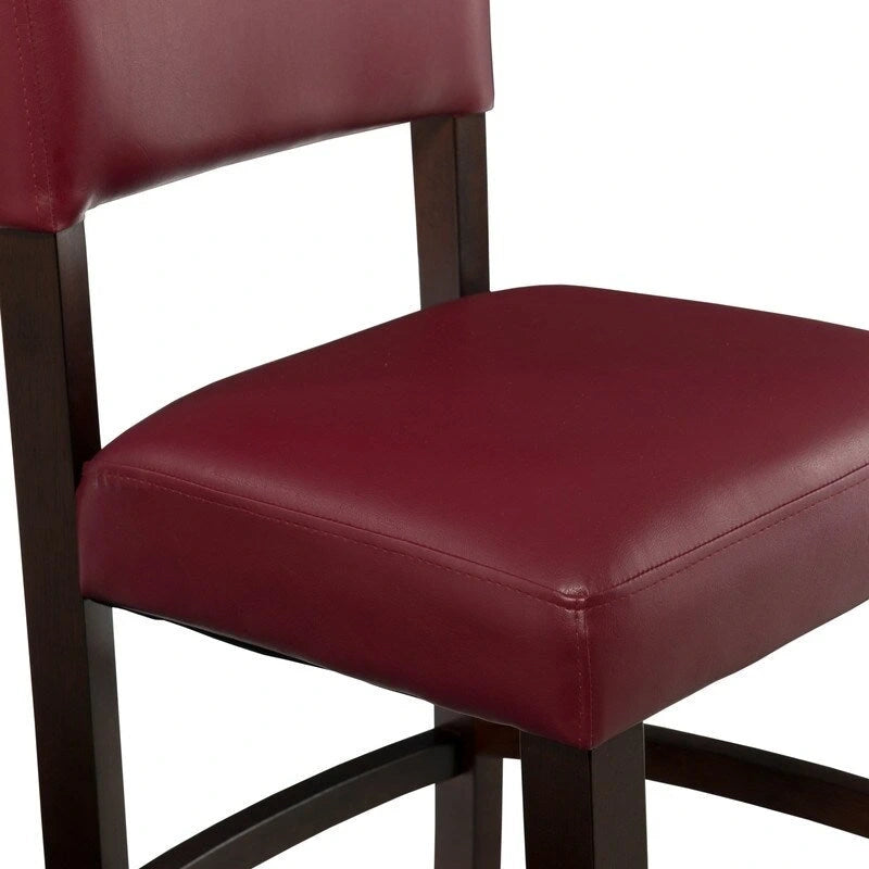 Tabouret de comptoir fixe, vinyle rouge foncé - S.O.