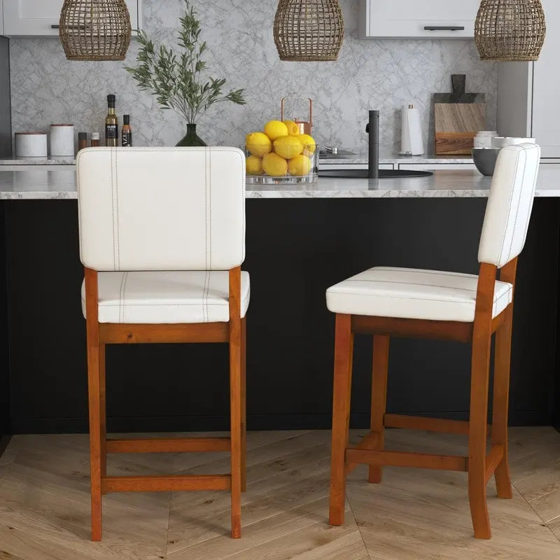 Tabouret de bar crème en similicuir hauteur comptoir