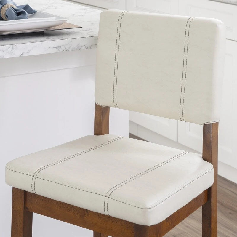 Tabouret de bar crème en similicuir hauteur comptoir
