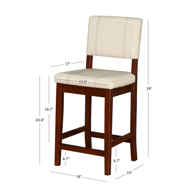 Tabouret de bar crème en similicuir hauteur comptoir