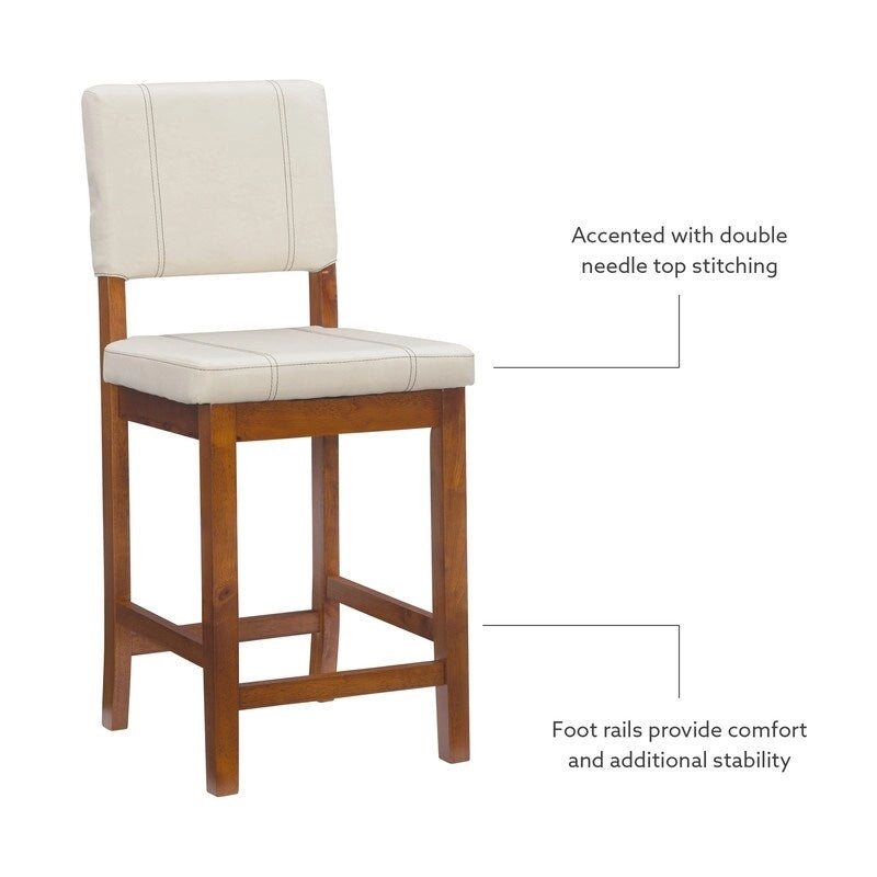 Tabouret de bar crème en similicuir hauteur comptoir