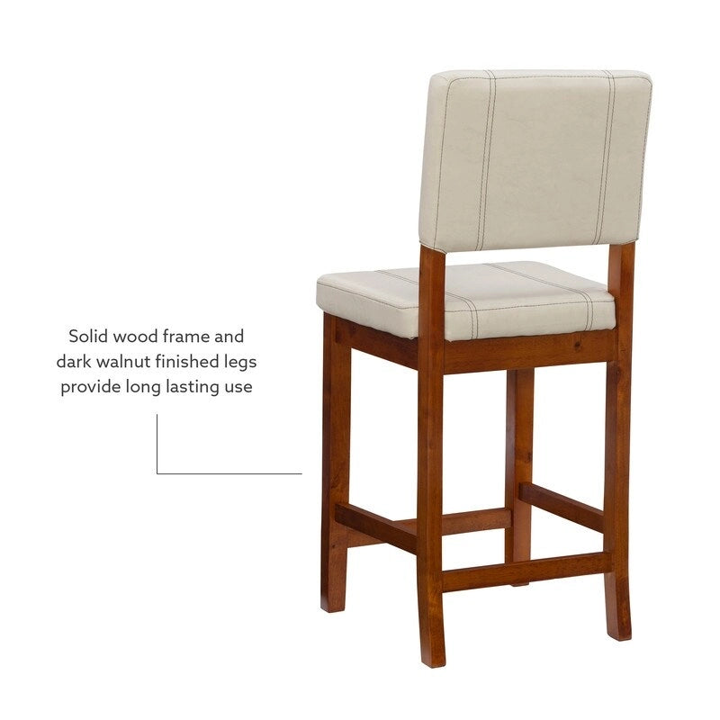 Tabouret de bar crème en similicuir hauteur comptoir