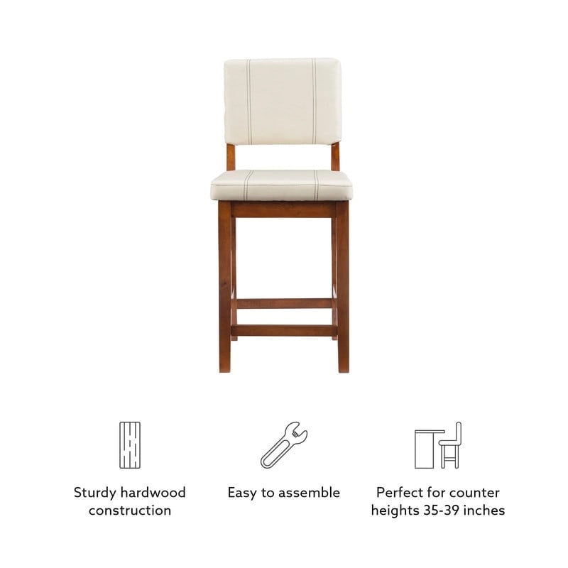 Tabouret de bar crème en similicuir hauteur comptoir