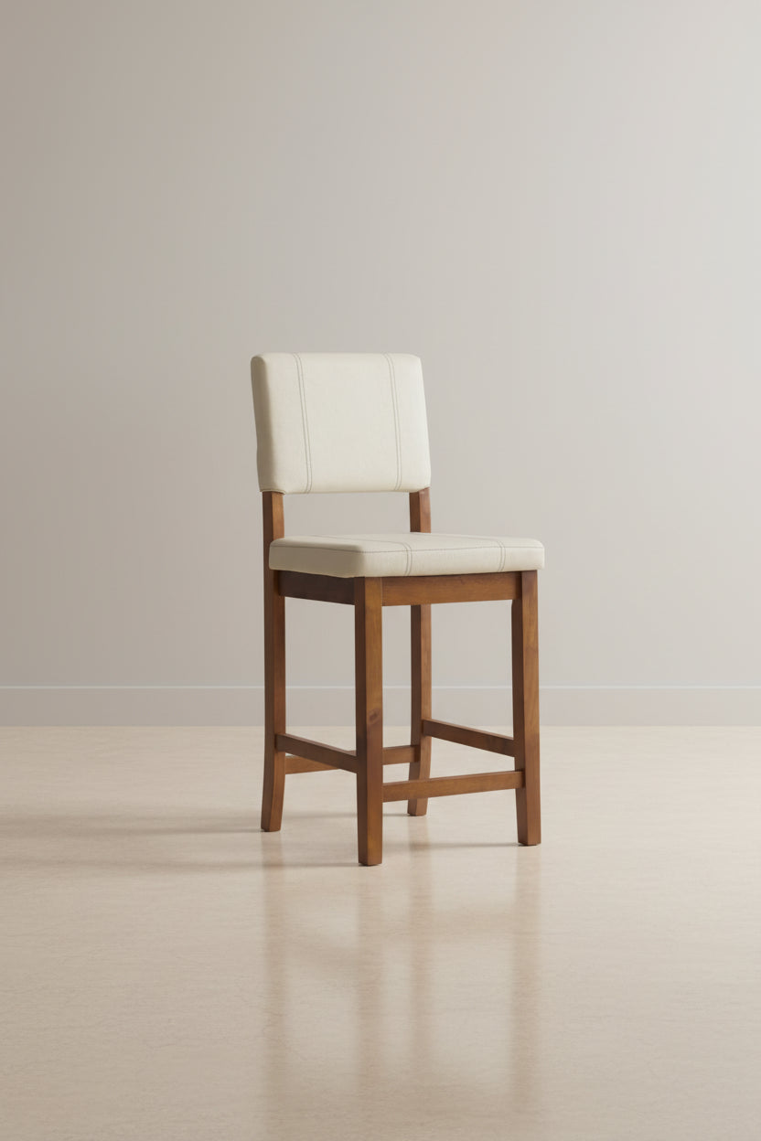 Tabouret de bar crème en similicuir hauteur comptoir