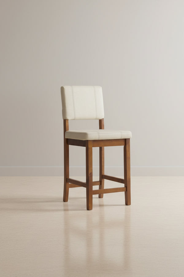 Tabouret de bar crème en similicuir hauteur comptoir