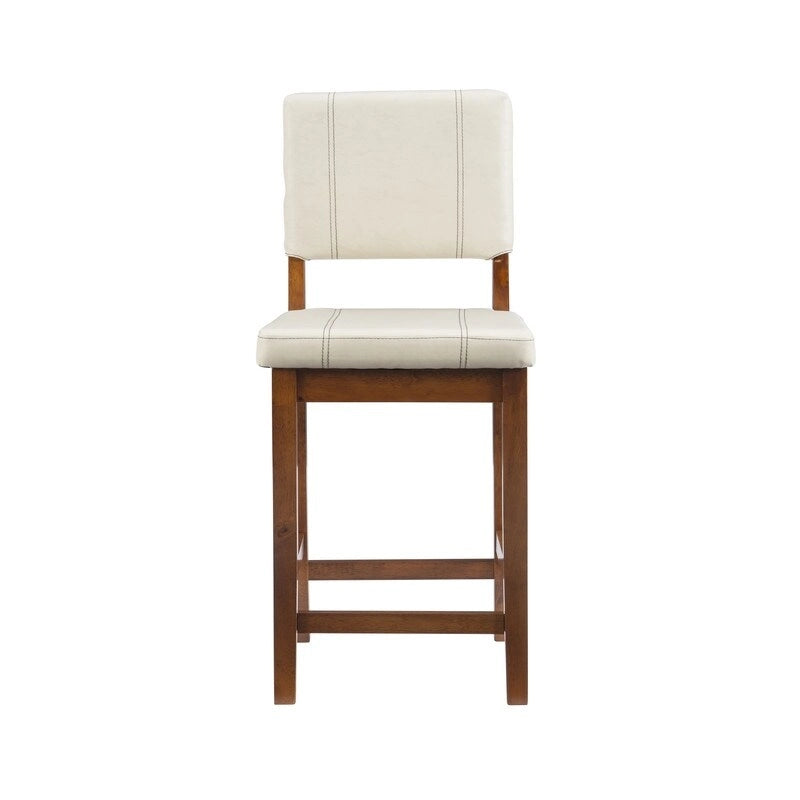 Tabouret de bar crème en similicuir hauteur comptoir