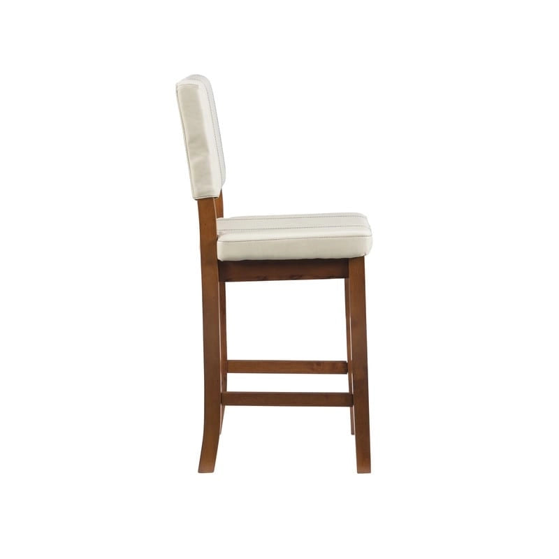 Tabouret de bar crème en similicuir hauteur comptoir