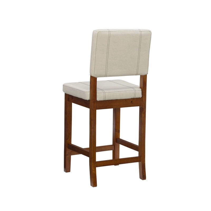 Tabouret de bar crème en similicuir hauteur comptoir