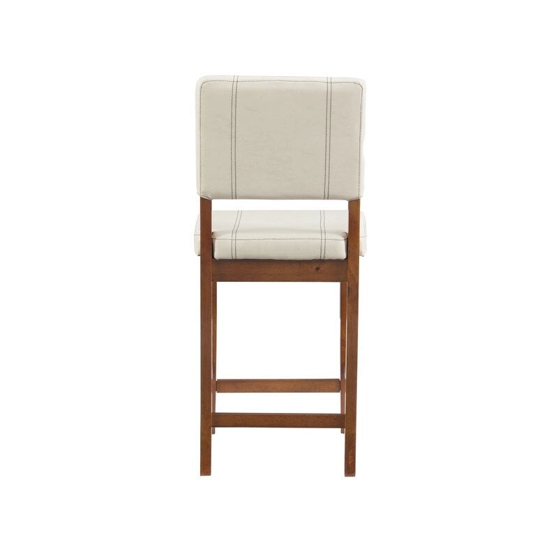 Tabouret de bar crème en similicuir hauteur comptoir