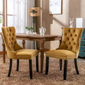 Ensemble de 2 chaises de salle à manger, chaise d'appoint rembourrée sans accoudoirs avec dossier capitonné, anneau de tirage et clous décoratifs