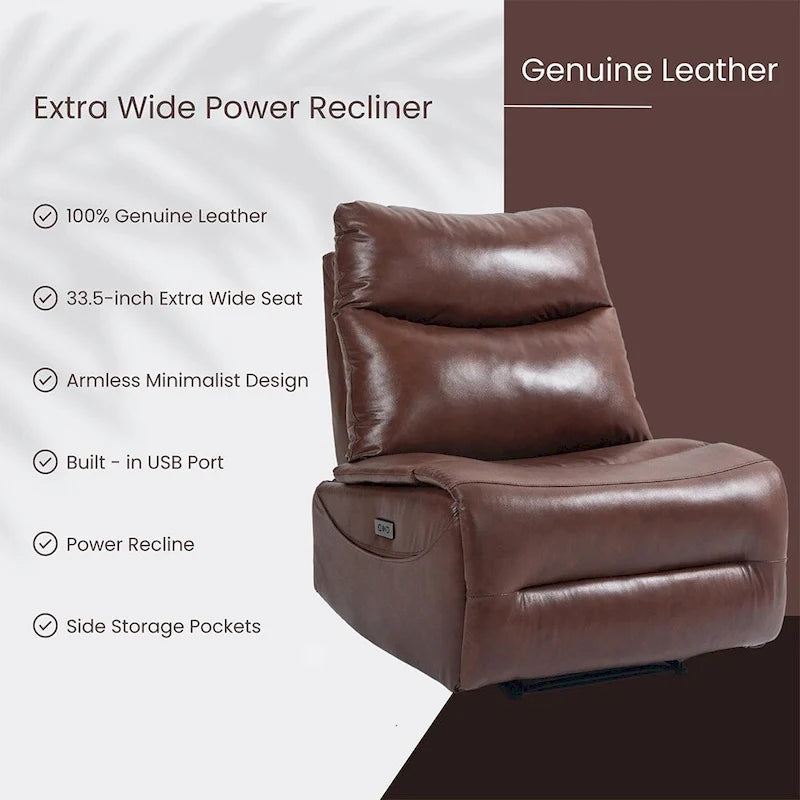 Fauteuil inclinable électrique en cuir véritable, Canapé inclinable, Canapé minimaliste