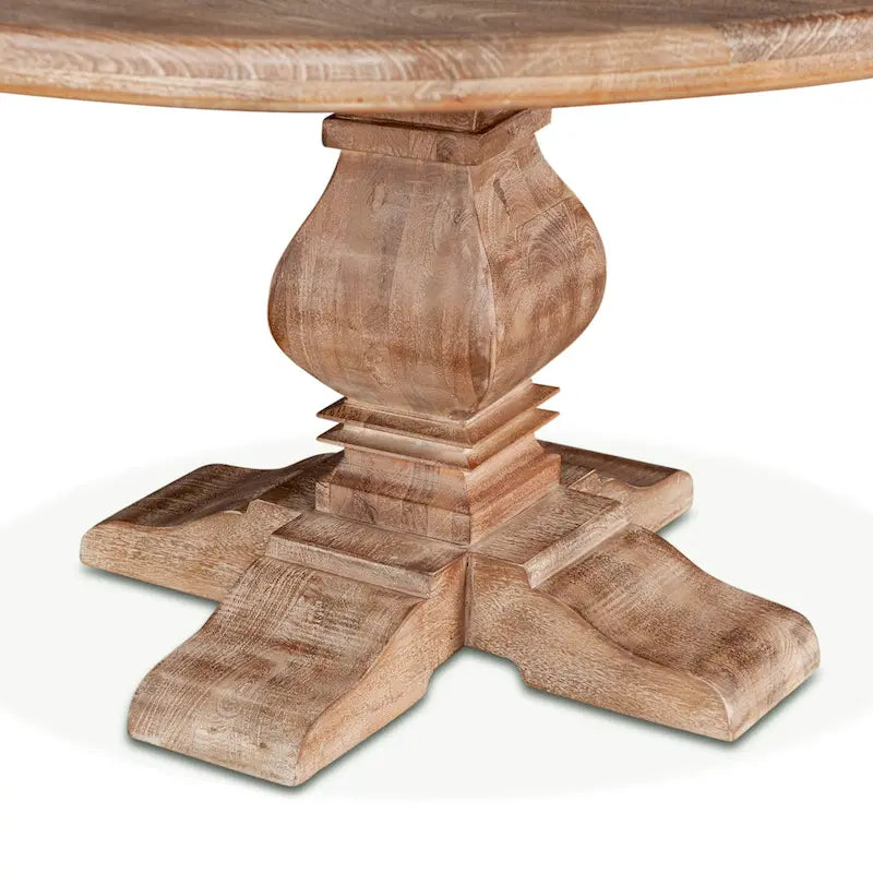 Table à manger ronde en bois de manguier