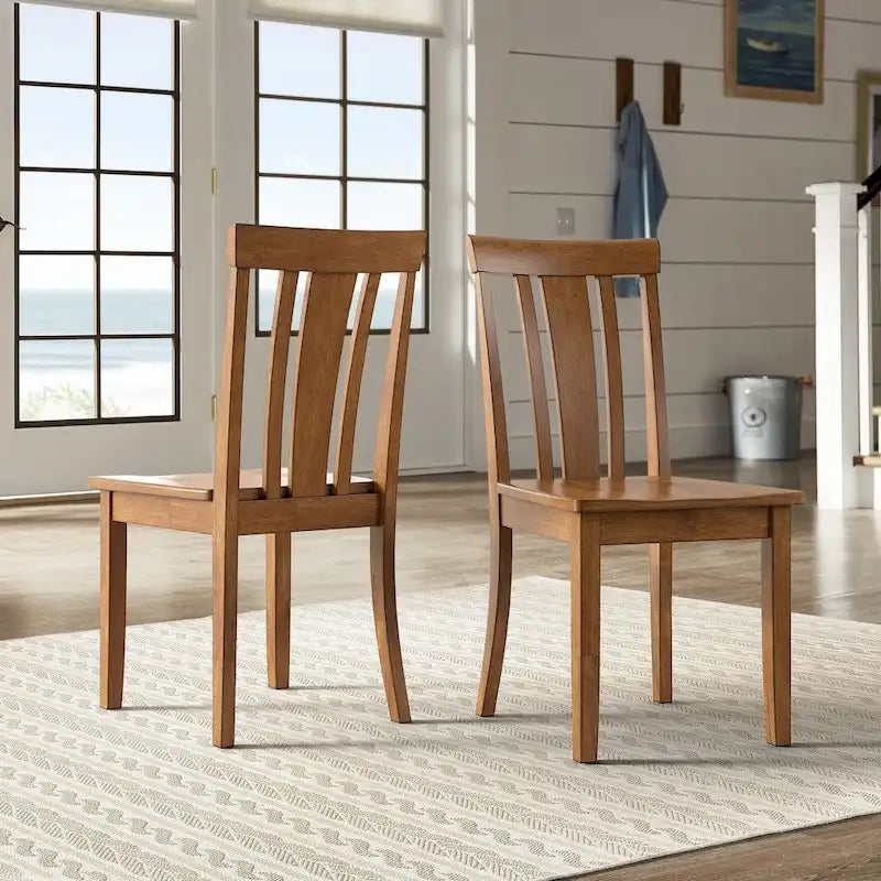 Chaises de salle à manger en bois à lattes par (lot de 2)