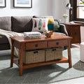 Table basse à deux tiroirs avec étagère