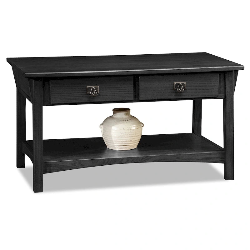 Table basse à deux tiroirs avec étagère