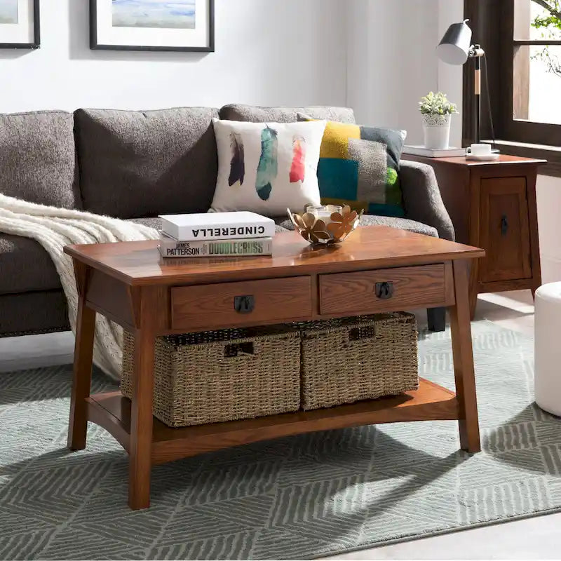 Leick Home Mission Two Drawer Coffee Table with Shelf